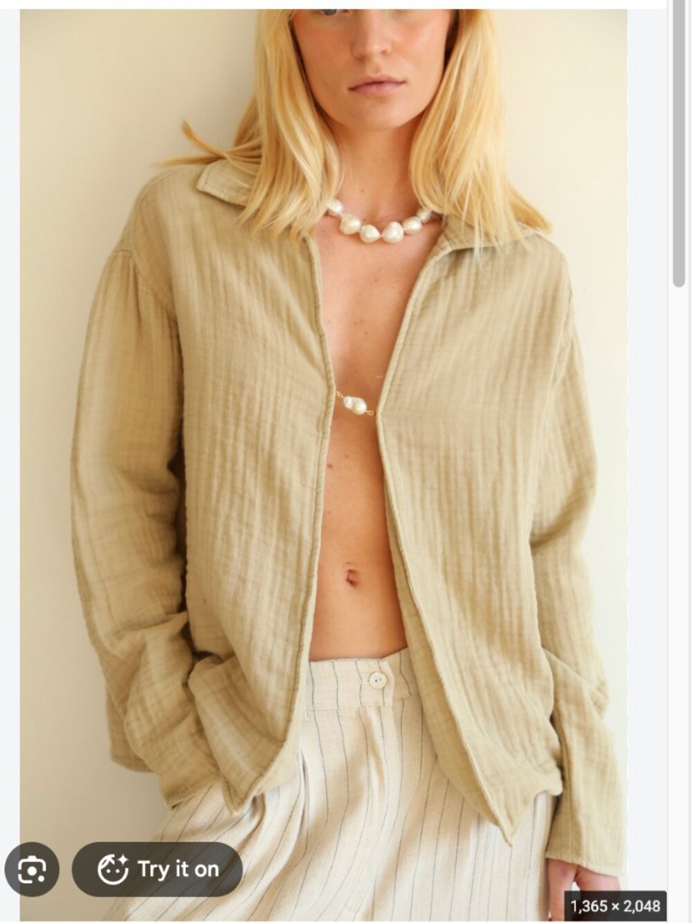 DONNI. Donni Bubble Baroque Pearl Top in dune Size S